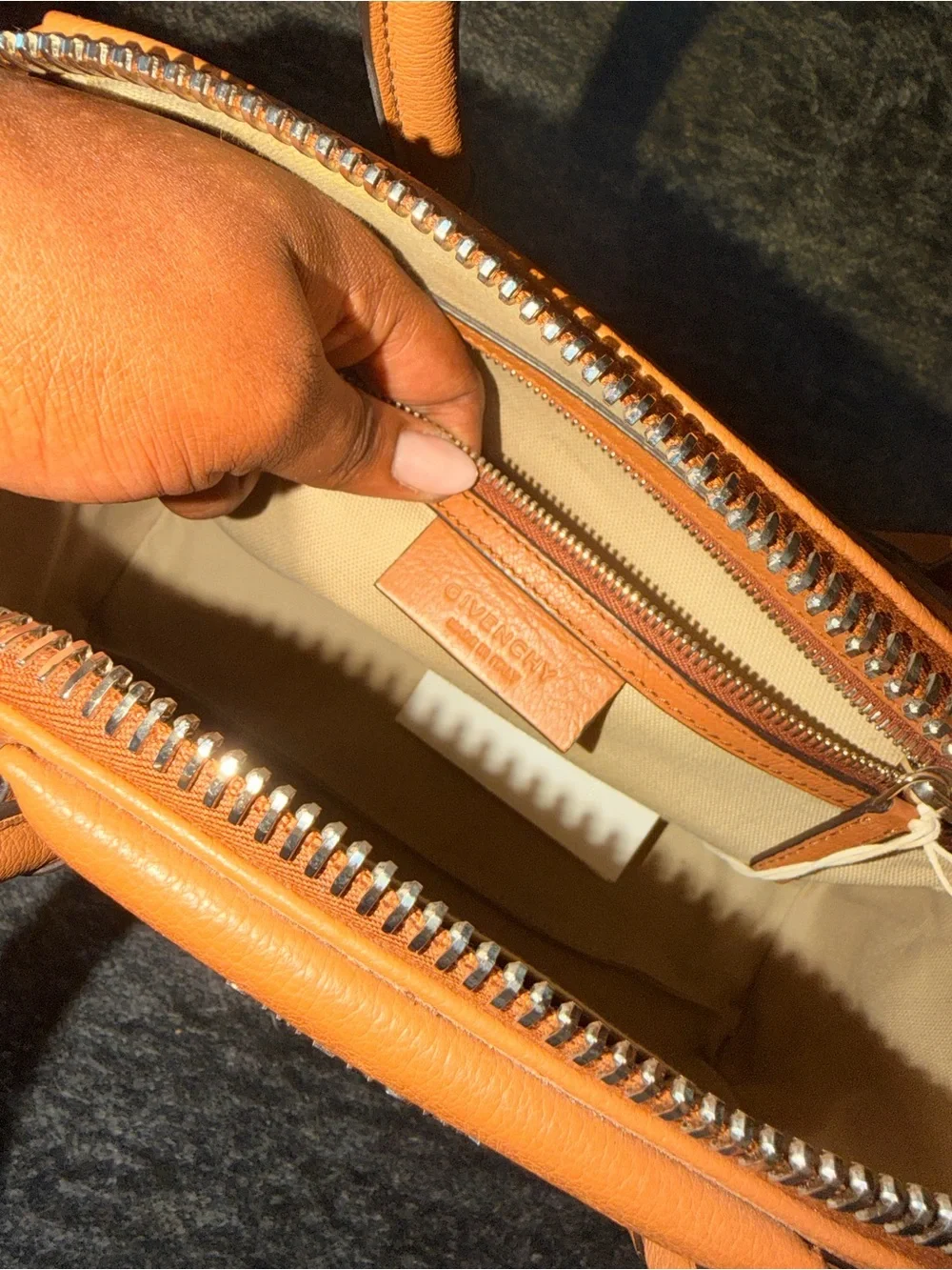 NWT Givenchy Tan Leather Satchel with Detachable Strap